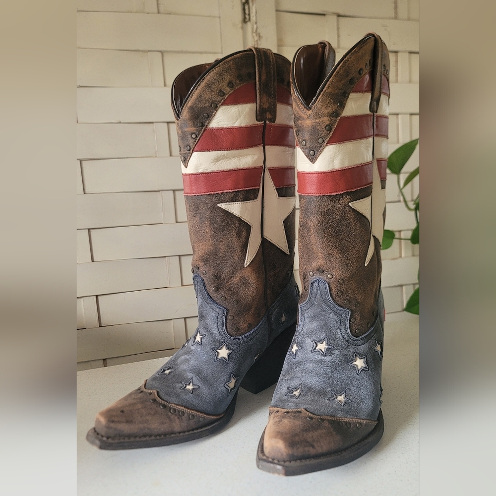 SOLD Western Boots Lone Star Patriotic